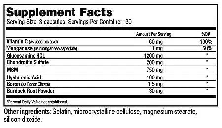 Beverly International Joint Care Nutritional Info