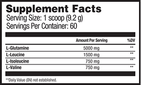 Beverly International Glutamine Select Plus BCAA's Supplement Facts Nutritional Information