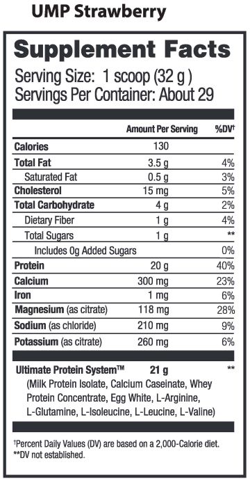 UMP Protein Strawberry Nutrition Info