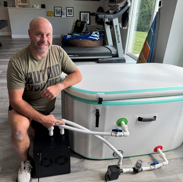 Rick Lohre sets up plumbing, filtration, chiller and more with his cold plunge