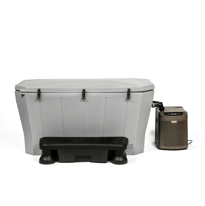 Modtub cold plunge system with optional black step stool and included chiller