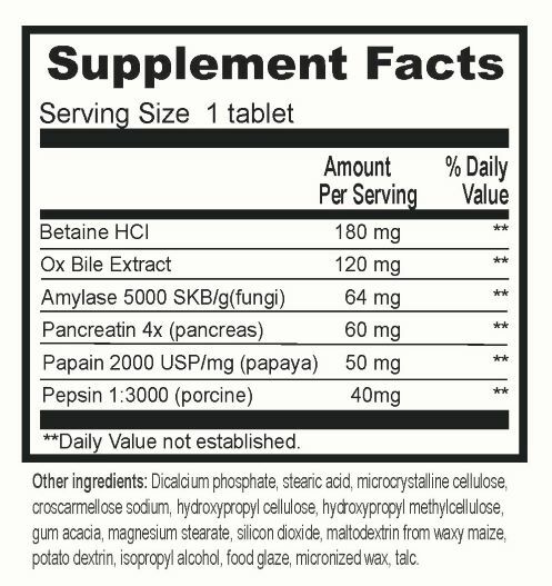 Beverly International Multiple Enzyme Complex Supplement Label