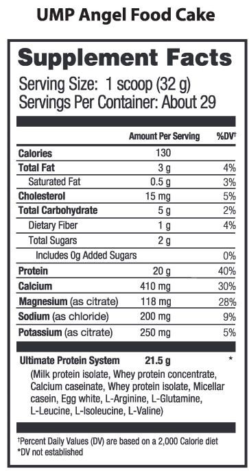 UMP Protein Angel Food Cake Nutrition Info